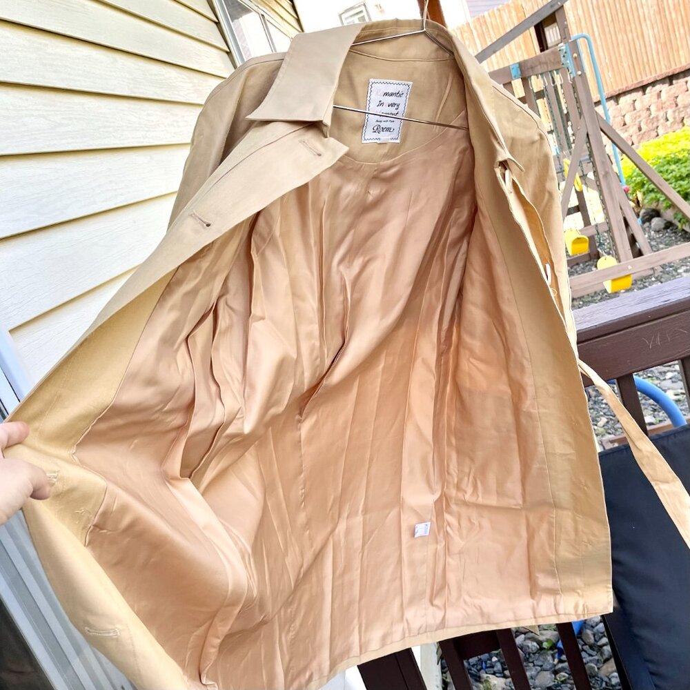 Khaki Beige Women Long Coat - Roem - Picture 6 of 8